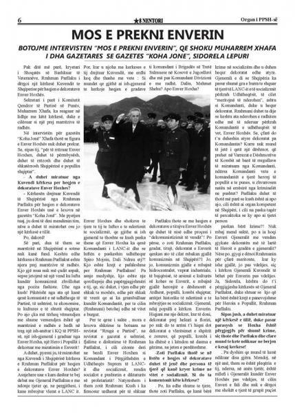 gazete per enver hoxhen