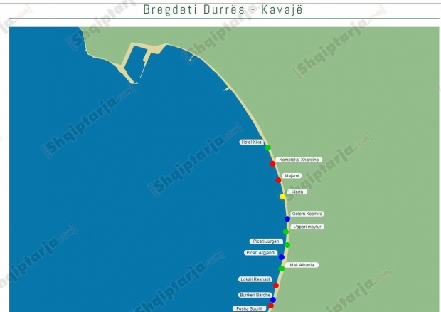 durres kavaje harta bregdetit