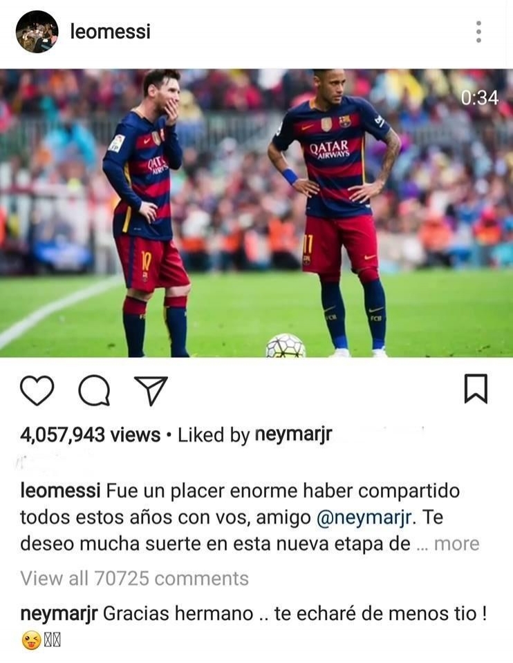 neymar i pergjigjet messit