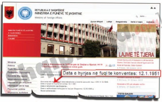Shkresë e marrë nga faqja zyrtare e Ministrisë së Jashtme ku mungon shkronja ë me logo
