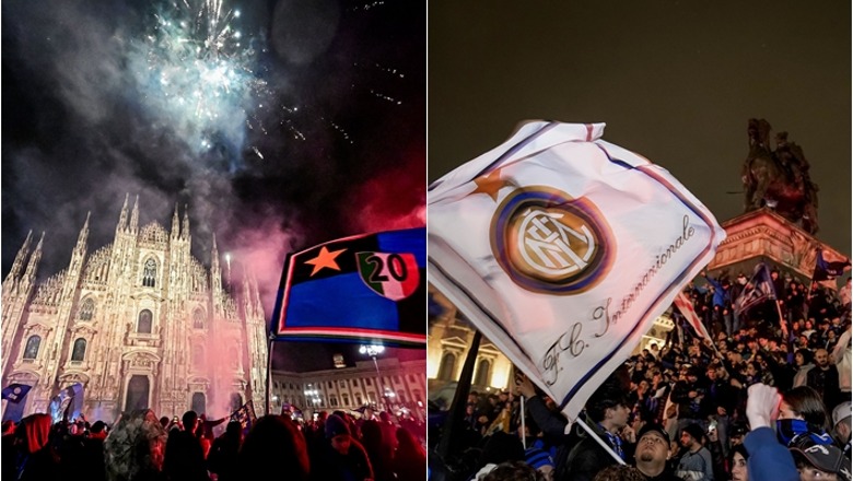 VIDEO/ Titulli i 20-të, tifozët e Interit 'djegin' Duomon! Festë e madhe në Milano dhe qytete të tjera