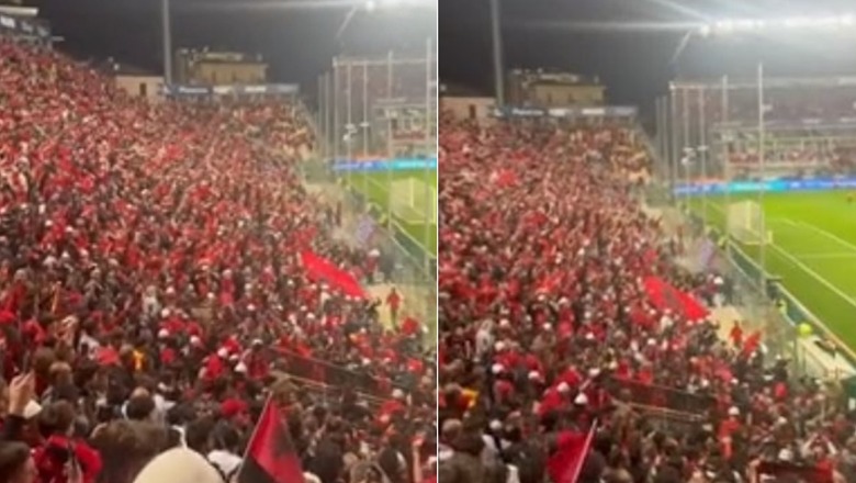 VIDEO/ Tifozët 'e kallin' Parmën, 'Tardini' vishet kuqezi! Atmosferë fantastike për Kombëtaren