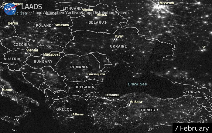 FOTO: Ukraina po errësohet! Territori nga 'sytë' e NASA-s
