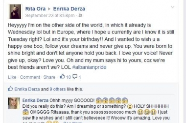Rita Ora i uron ditëlindjen<br />këngëtares Enrika Derza