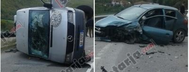 Aksident rrugor në aksin Tiranë-<br />Peshkopi, plagosen 7 persona