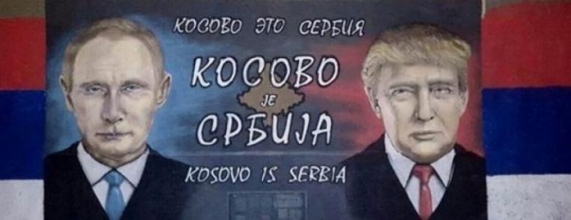 Grafiti në një rrugë të Beogradit,<br />“Kosova është Serbi”