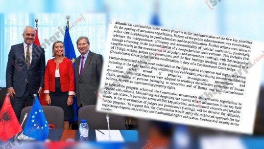 Ekskluzive-Raporti i plotë/ KE rekomandon hapjen e negociatave me Shqipërinë