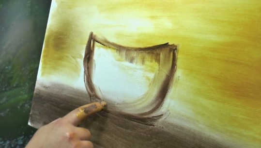 Me gishta mbi telajo, teknika e veçantë e piktorit të ri 