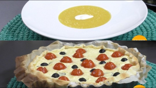 Të gatuajmë me Zonjën Vjollca/Tartë me gjize e domate dhe Supë krem karrote me patate