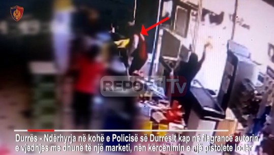 VIDEO/ Me maskë kirurgjie e pistoletë lodër, arrestohet grabitësi i marketit në Durrës (Emri)