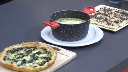 Të gatuajmë me Zonjën Vjollca: Tartë me spinaq/ Supë me mish të grirë dhe kos/ Ëmbëlsirë me biskota dhe krem