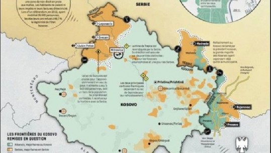 Rishikimi i kufijve/ Le Monde publikon hartën e re: Ja si do duket Kosova nëse shkëmbehen territoret (FOTO)