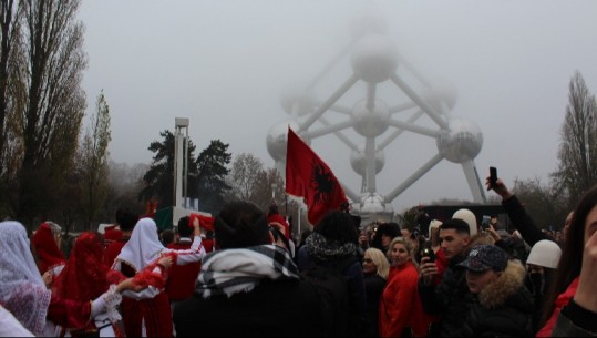 Bruksel/ Shqiptarët aktivitet me rastin e Festave të Nëntorit, flamuri kuq e zi mbi “Atomium” (Video)