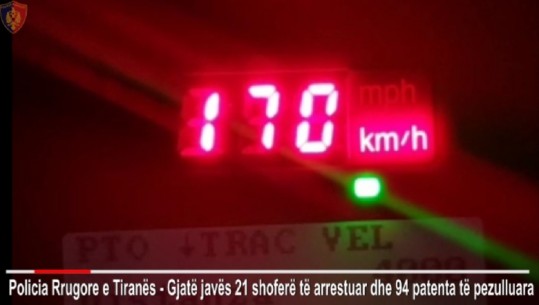 Të dehur në timon dhe me shpejtësi 170 km/h në rrugë me lagështirë, arrestohen 21 drejtues automjetesh në Tiranë (VIDEO)
