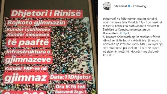 Thirrja në protestë e gjimnazistëve, Rama: Teta Monika fton nesër të miturit e Tiranës t'u bashkohen të rriturve të Bashkisë së Kamzës