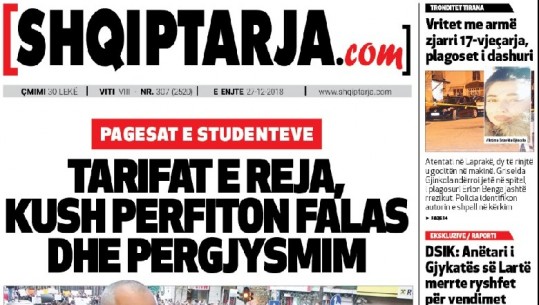 Vrasja e 17-vjeçares në Tiranë, 12 vendimet e Qeverisë për studentët dhe rritja e pagës minimale/ Titujt kryesorë të gazetave për sot 