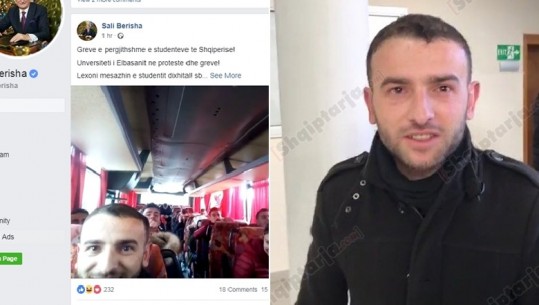 'Të shtrinë Edi Rama, more'/ Studenti nxjerr blof Berishën: Videoja është e para 4 jave, sot jemi në Elbasan, jo në Tiranë