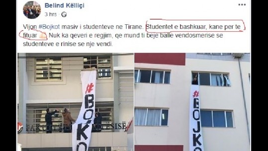 Gafa e PD, në protestën e studentëve me sloganin e Enver Hoxhës (FOTO)