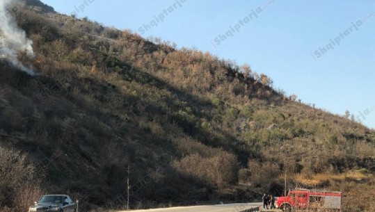 Zjarr pranë aksit Gjirokastër-Tepelenë, dyshohet e qëllimshme (VIDEO)