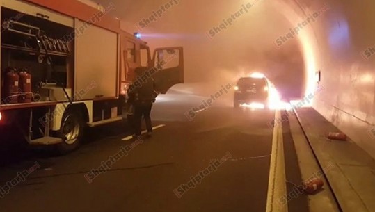 Makina shpërthen në flakë në tunelin e Kalimashit (VIDEO)