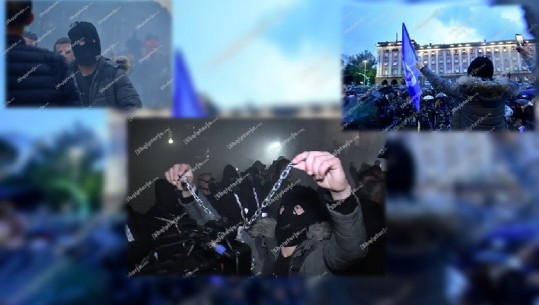 Arrestohet militanti me maskë e kapsolla dhe që i 'dridhte' zinxhirin policisë! PD i del në mbrojtje (VIDEO)
