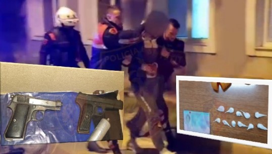 Kapet vlonjati me dy pistoleta me silenciator dhe kokainë (VIDEO)