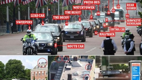 Vizita e Trump blindon Anglinë, 'Bisha' qëndron mes 14 makinash (FOTO)