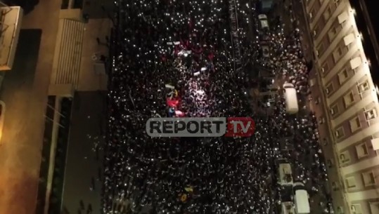 Basha mban fjalimin në protestë, Report TV sjell pamjet me dron ora 21:00