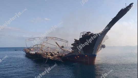 Vetëm struktura metalike mbi ujë, pamje të reja nga anija e shkrumbuar në Karaburun (VIDEO+FOTO)