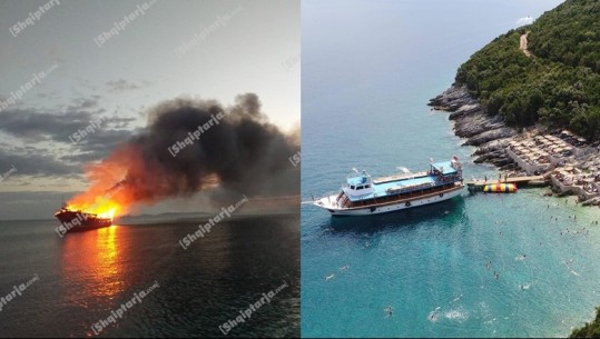 U ankorua në Karaburun nga moti i keq, shpërthen në flakë anija turistike, 5 persona hidhen në det për të shpëtuar (VIDEO+FOTO)