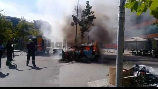 Makina merr flakë në lëvizje në Vlorë (VIDEO)