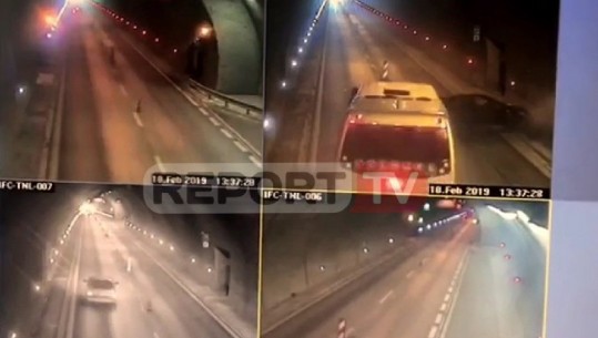 EKSKLUZIVE/ Vetura përplas autobusin në tunelin e Elbasanit! Policia shton masat, tashmë ju vëzhgon radari (VIDEO)
