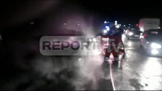 'Benzi' i modifikuar me 'benzin-gaz' shkrumbohet nga flakët mbi urën e Tapizës, zjarrfikësit parandalojnë shpërthimin! (VIDEO)