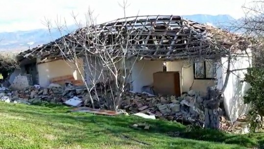 Tërmeti i shembi shtëpinë, e moshuara: Na shpëtoi tavani me kallama! Lopën e zuri brenda, pulat fluturuan... (VIDEO)