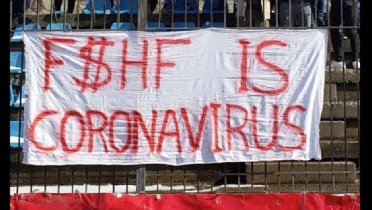 Tifozët e Tërbunit me maska në stadium: FSHF is Coronavirus
