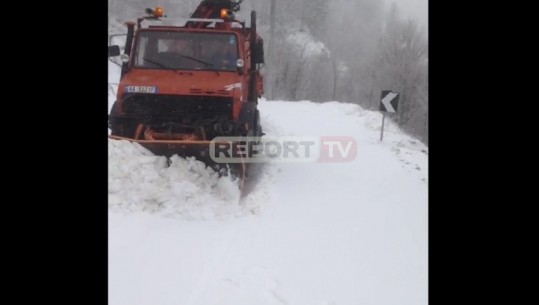 Dëborë në zonat malore të Korçës, zbardhet Dardha, autoritetet kriposin rrugët (VIDEO)