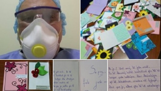 Nxënësit nga Pogradeci dërgojnë kartolina për mjekët e Invfektivit:  Për t'jua hequr dhimbjen që ju shkakton maska në fytyrë (FOTO)