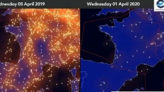 Pamje spektakolare satelitore/ Si ka ndryshuar trafiku ajror në kohën e koronavirusit! (VIDEO)