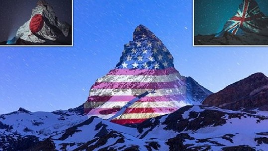 Mesazh shprese ndaj COVID-19, maja e Alpeve Zvicerane vishet me ngjyrat e flamurit amerikan