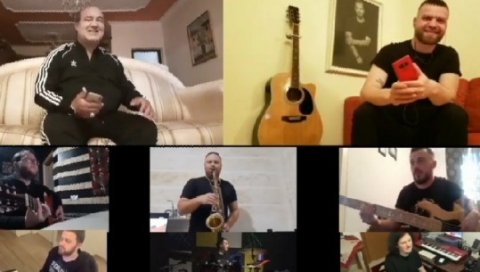  Bujar Qamili dhuron spektakël nga shtëpia, këndon këngë popullore me Mateus Frrokun (VIDEO)