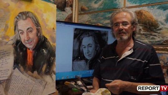 Jorgo Papingji pikturohet live për Report Tv nga mjeshtri i penelit Sefedin Stafa