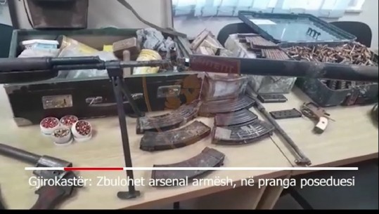 4 armë me silenciator, fishekë dhe fitil! Zbulohet arsenal në Gjirokastër (VIDEO)