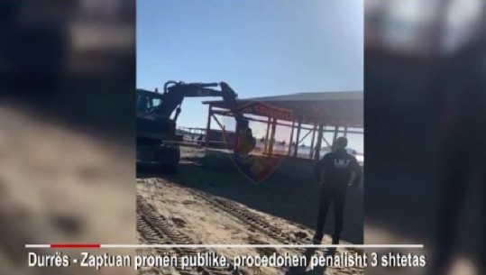 Durrës/ Kishin ndërtuar lokal pa leje në plazh, në hetim dhe gjobiten 2 mln lekë 3 persona! IKMT shemb objektin (VIDEO)