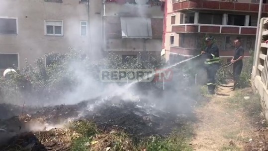 Zjarr pranë një kabine elektrike dhe një shkolle në Patos (VIDEO)