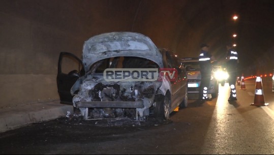 Dy makina të djegura në 1 orë, një merr flakë në tunelin e Elbasanit duke bllokuar një korsi, tjetra rrugës për në Dajt (VIDEO)