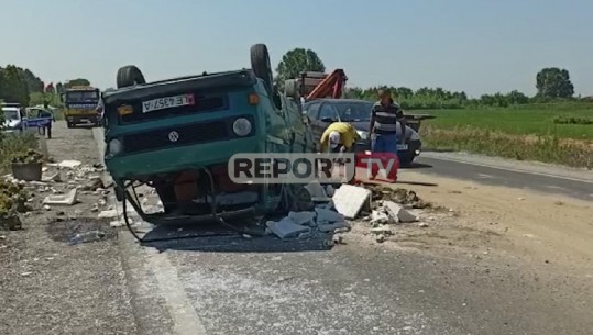 Aksident në superstradën Lezhë-Milot, kamionçina e bashkisë përfundon e përmbysur