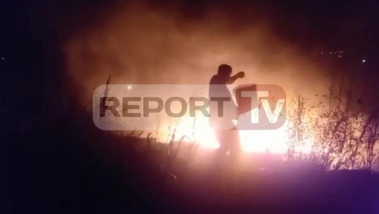 Lezhë, zjarr në qendër të Blinishtit, u rrezikua shkolla fillore e fshatit! Banorët tentojnë ta shuajnë me mjete rrethanore