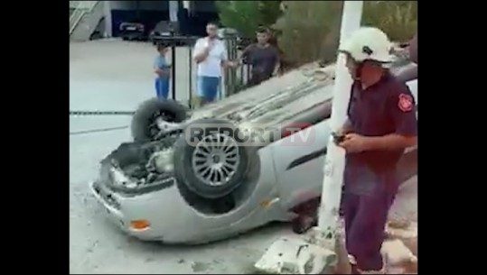 Përplasen dy makina në rrugën e Rinasit, plagosen dy shoferet/ Mjeti kthehet përmbys (VIDEO)