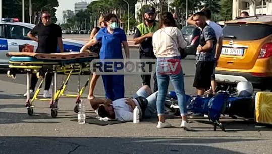Aksident në Tiranë/ U përplas nga makina, kokorja shpëton motoristin e picave