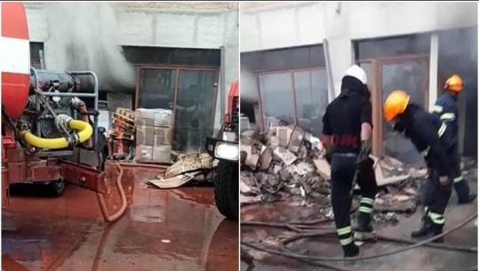 Zjarr në një fabrikë çantash kartoni në Gjirokastër, dyshohet prej shkëndijës elektrike (VIDEO)